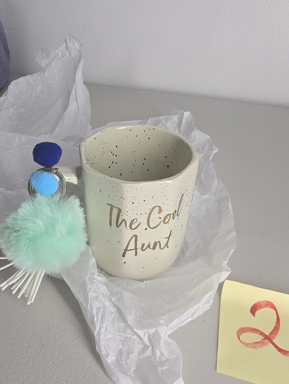 Primo The Cool Aunt Mug with Pom Pom Keychain New